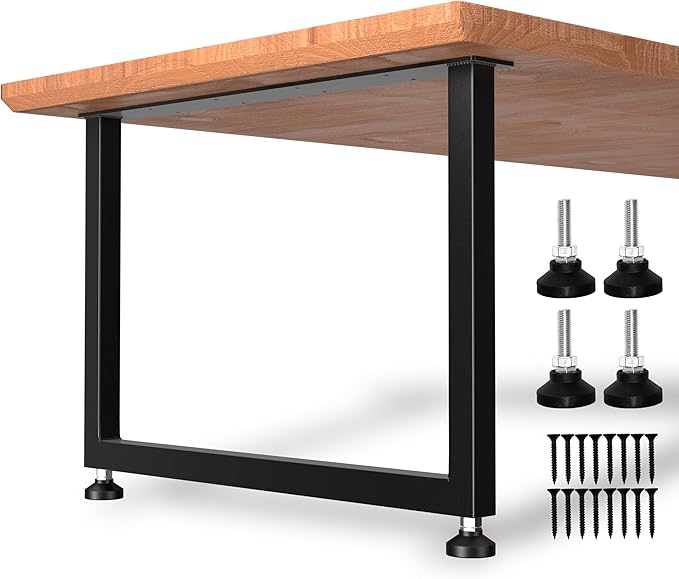 CHICAURA Heavy Duty Metal Table Legs 28x35 Inch, Extra Wide Steel Base for Live Edge Slab, Epoxy River, Large Dining or Conference Table, Industrial Square Frame, Supports 1000lbs, Set of 2, Black