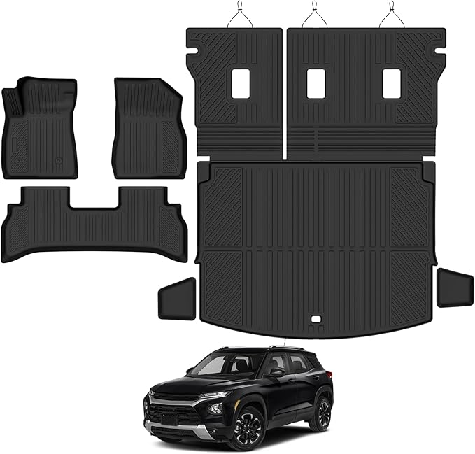 Floor Mats for 2021-2025 2026 Chevrolet Trailblazer (Only Fit FWD) Floor Mats & Trunk Mat & Backrest Mats for Chevrolet Trailblazer All Season Accessories(Only Fit Cargo in Upper Deck Position)