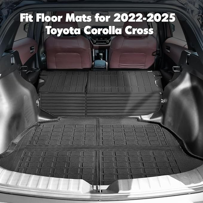 Backrest Mats & Cargo Liner Compatible for 2022-2025 Toyota Corolla Cross Trunk Mat seat Back Cover for Corolla Cross 2022-2025 Accessories (Only Fit SUV FWD Gasoline)
