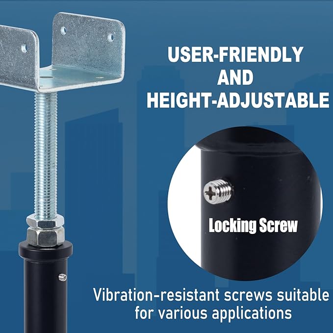 YXGJDP 4 Pack U-Shaped Floor Jack - Adjustable Steel Beam Support for 4x2, 4x4, 4x6 Joists Heavy Duty Screw Jack with U-Head Telepost & House Jack.15-19 Inch Adjustment Range.