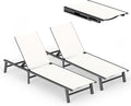 Ciokea Aluminum Outdoor Lounge Chair Set of 2- No Assembly Needed, Foldable Patio Chaise Lounge with 5 Adjustable Positions, Reinforced Frame for Extra Durability, Pool Beach Lounge Chair,White
