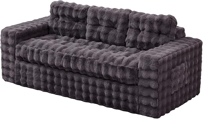 Hobestluk 3-Seater Sofa Boneless Couch with Tufted Button Design 2 in 1 Comfy Cloud Couch Oversized Sofa for Living Room Bedroom Apartment or Office (Dark Grey, 3 Seater)