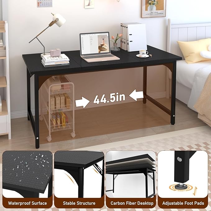 Computer Desk, 55 Inch Large Home Office Desks, Work Desks Table for Home Office, Computer Desk w/Metal Frame and Corner Reinforcement Structure, Large Legroom Spread Out for Writing Study