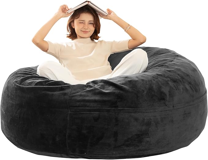 Bean Bag Chair for Adults, Floor Bean Bags Offers Ample Space for Adults,Memory Foam Giant Bean Bags,Lounger Versatile Design Suits Any Room,Movie Nights,Reading(Gray,5FT)