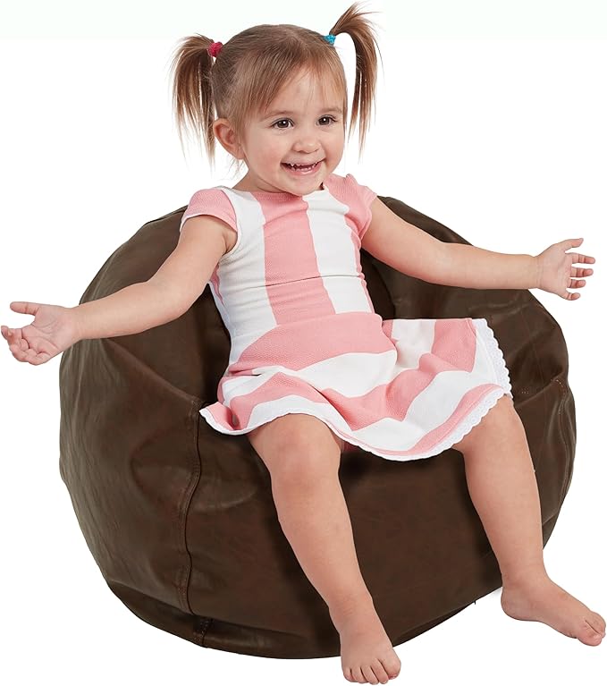 FDP Rustic Kid 22" Bean Bag Chair, Furniture for Kids, Perfect for Reading, Playing Video Games or Relaxing, Alternative Seating for Classrooms, Daycares, Libraries or Home - Walnut