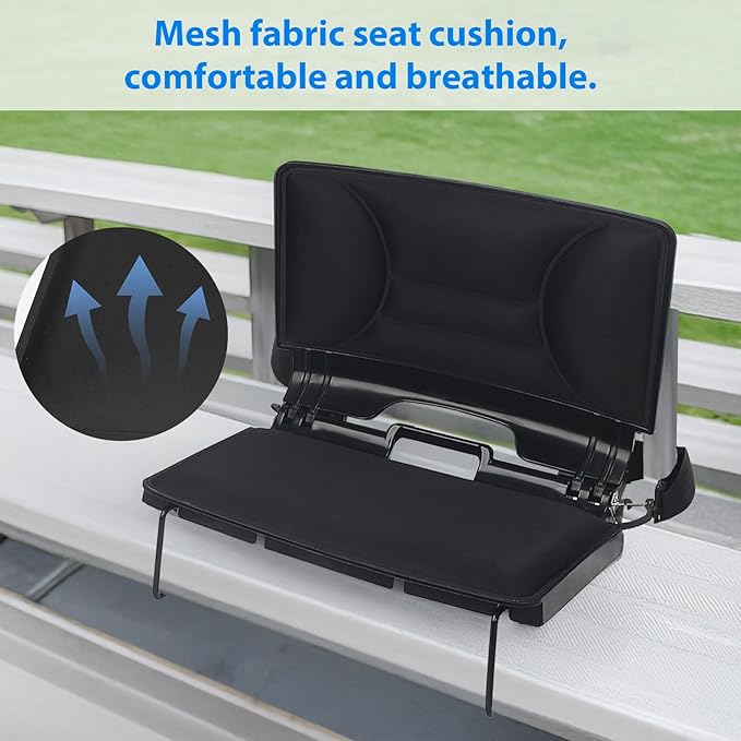 Stadium Seats for Bleachers with Back Support,Stadium Seating for Bleachers with Comfy Padded Active Foam Backs,Portable Folding Stadium Chair with Shoulder Strap