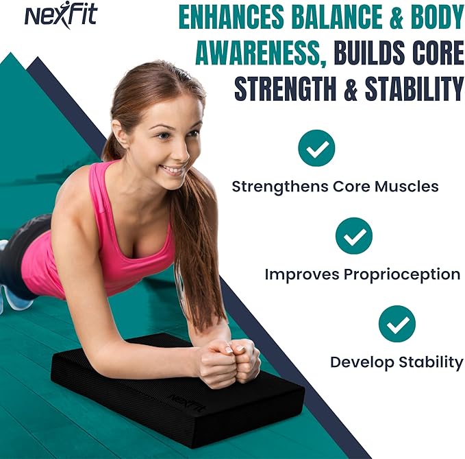 NexFit High-Density Balance Pad - Durable TPE Foam Balance Pad Physical Therapy, Foam Exercise Pad with Non-Slip Surface, Lightweight for Home & Gym Workouts, Core Strength & Balance Enhancement