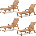 LUE BONA Outdoor Chaise Lounge Chairs Set of 4, HDPS Chaise Lounger, 5 Positions Adjustable Lounge Chairs, Pool Lounge Chair with Wheels for Poolside, 3 Year Warranty, Teak Color