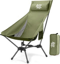AuroraTrail High Back Folding Camping Chair with Pillow – Lightweight Portable Outdoor Chair with Cup Holder & Carry Bag, Sturdy Aluminum Frame Supports up to 374 lb for Camping, Hiking & Festivals