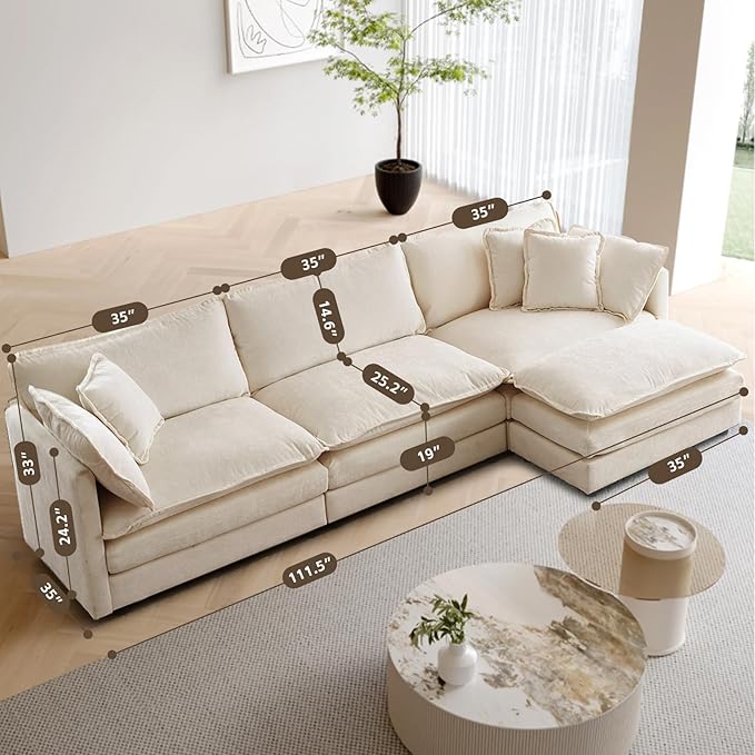 SoarFlash Chenille Sectional Middle Position Sofa,Light Coffee