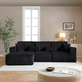 Vanress 110" Cloud Couch Sectional, Corduroy Boneless Couch with L-Shape Chaise,Modern Modular Sectional Sofa Comfy Deep Seat for Living Room, Bedroom, No Assembly (Black, Left Facing Chaise)