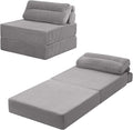 MeMoreCool Folding Sofa Bed Single Grey – Convertible Sleeper Chair with Back Support | Foldable Floor Lounge Mattress Chair with Headrest & Lumbar Pillow, Ideal for Living Room, Bedroom Guest Space