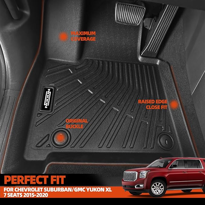 Floor Mats Fit for 2015-2020 Chevrolet Suburban/GMC Yukon XL 7 Seats Bucket Seats Floor Mats & Trunk Mat & Backrest Mats Replacement All Weather for Chevrolet Suburban Floor Liner Accessories