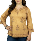 Agan Traders 2025 Winter Long Sleeve Diamond Neck Embroidered Tops - Medieval Boho Vintage Tunic Kurta Blouses for Women