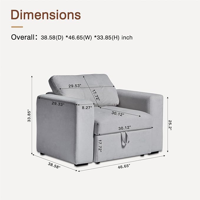 ORRD Armrest Chair for Modular Sectionals Sofa Couch, Modular Sofa Chair with Storage for Living Room