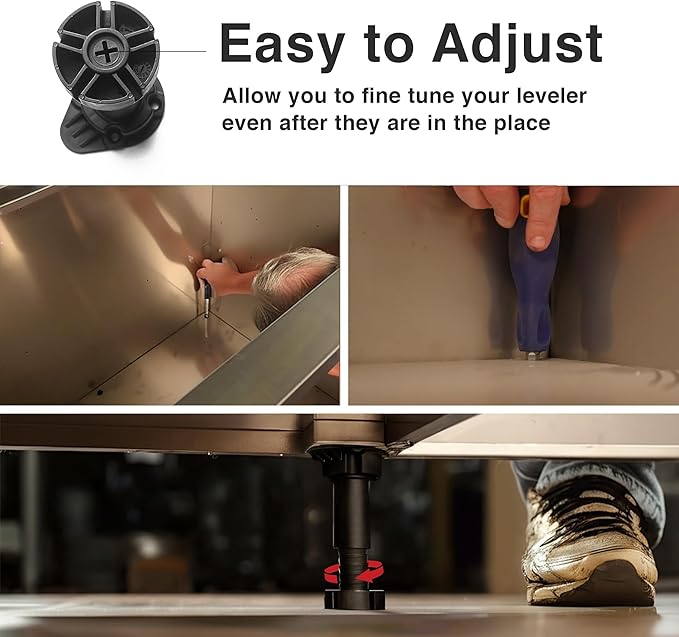 Adjustable Furniture Leveling Feet | Heavy-Duty Cabinet Levelers for Bed Frames, Desks, Shelves & Workbenches | Easy Install | Non-Slip, Commercial-Grade Support | 12-Pack (3.5”-6”)