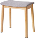 IBUYKE Saddle Cushion Vanity Stool Chair, Foot Rest Stool with Solid Wood Legs, Modern Vanity Bench Ottoman for Piano, Upholstered Seat for Bedroom, Entryway, Wooden Legs&Light Gray WBD007NG