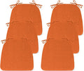 Chair Cushions for Dining Chairs Set of 6, Non Slip Kitchen Chair Pads, 17" x 16" x 2", Indoor Dining Chair Cushions with Ties, D-Shaped Seat Cushions for Kitchen Chairs, Orange