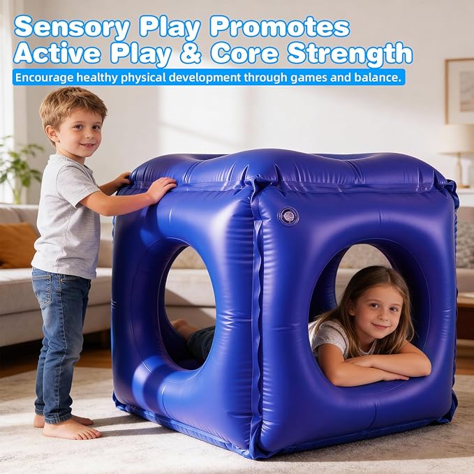 Drill Hole Box Sensory Chair for Kids, Sensory Cuddle Box-2025 Reinforced Calming Vestibular Toy with Deep Pressure, Inflatable Sensory Pod for Autism, ADHD, Physical Training with Sensory Needs