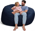 Ultimate Sack 6000 6-Foot Bean Bag Chair, Navy Fur Cover – Oversized Foam Lounger, Floor Seat, Small Sofa, or Couch Bed for Living Area, Gaming Room, or Reading Lounge