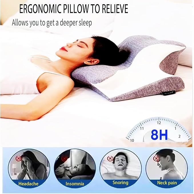 wuFQecht Bed Rest Reading Pillow，Neck&Chin and Back Support Pillow，Headboard Wedge Pillow，Ergonomic Memory FoamLying, Reclining, and Prone Sleepers，Sitting up Pillow，Relieve Neck/arm Pain-Black