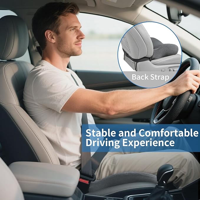 Memory Foam Seat Cushion,High Support Ergonomic Office Chair Cushion Thickened with Strap for Hip, Sciatica,Hemorrhoids,and Tailbone Pain Relief,Seat Cushion for Car,Home,Office