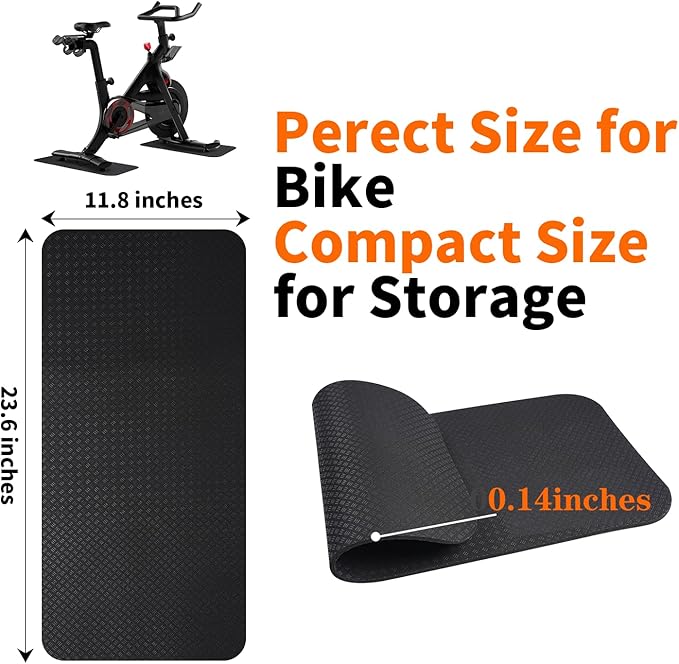 2PCS Bike/Rowing Machine Mat for Carpet Floors, Compatible with Peloton/Yosuda, Bike Mat for Hardwood Floors, Mat for Under Bike on Carpet, Indoor Stationary Bike mat,Cycling, Noise Shock Absorption