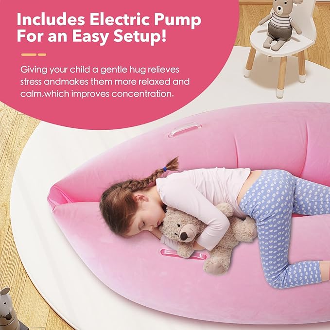 Sensory Chair for Kids, 60" Sensory Pod Sitting for Autistic Children, Inflatable Peapod for Children, Peapod Canoe, ADHD Sensory Pea Pod - Sensory pod for Children, Pink