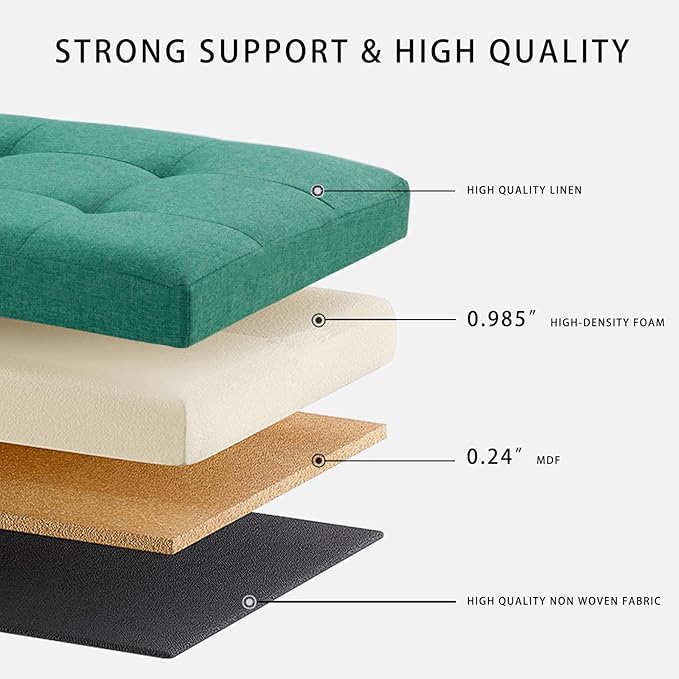 HAUSFRAU 31.5 Inches Ottoman with Storage Bench, Folding Ottoman Bench Small Foot Rest Stool, Bedroom Bench with Flipping Lid, Linen Mushroom Grey