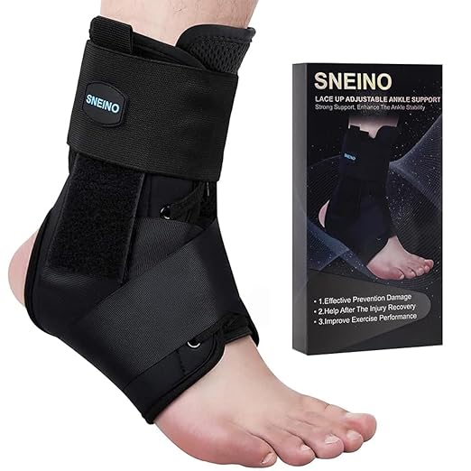 SNEINO Lace up Ankle Brace for Women & Men - Ankle Support Brace for Sprained Ankle, Ankle Stabilizer for Achilles,Tendon,Sprain,Injury Recovery, Sports, Running, Basketball, (X-Large)
