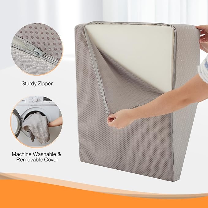Ruqmuis Leg Elevation Pillow for After Surgery, 10inch Foam Leg Elevating Pillow for Swelling and Blood Circulation, Leg Wedge Pillow for Sleeping, Knee Pillow for Knee Hip Ankle Pain Relief, Grey