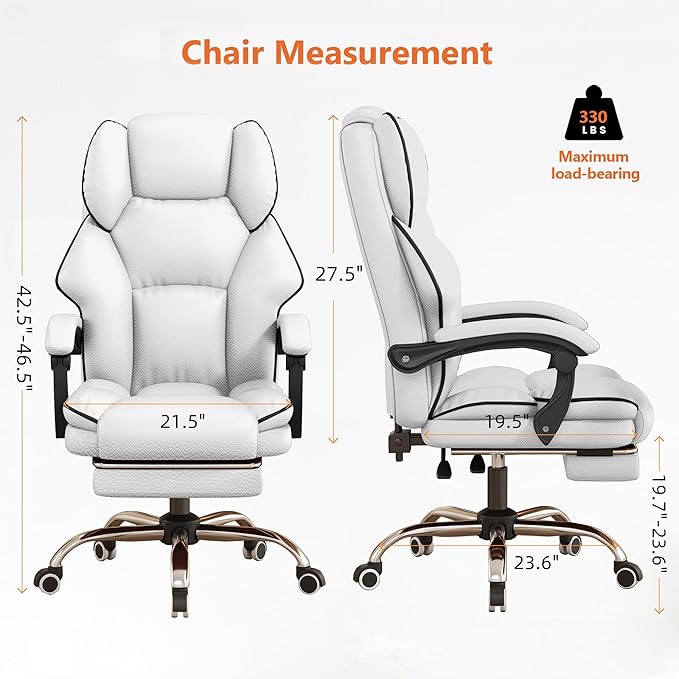 HDHNBA Office Chair High Back Executive Desk Chair Computer Gaming Chair with Foot Rest Swivel Work Chairs Ergonomic Leather Office Chairs