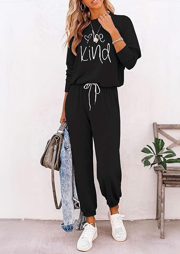 PRETTYGARDEN Women Fall 2 Piece Lounge Outfit Long Sleeve Tops High Waisted Jogger Pants Set Spring Travel Clothes Tracksuit