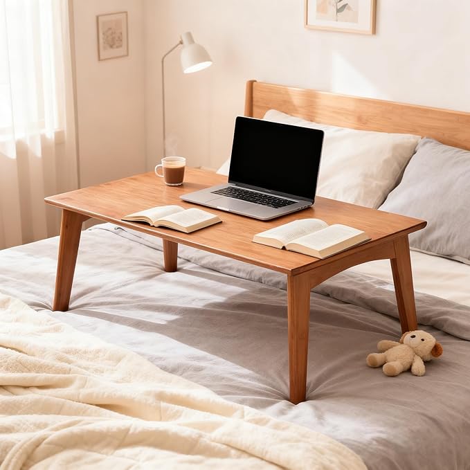 Japanese Floor Table No Assembly Required Bamboo Folding Walnut Coffee Table Bedroom 23.6x15.7x9.8in Furniture Low Tea Table for Sitting on The Floor Walnut Small