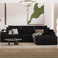 NAYA 106” Modular Sectional Sofa, Cloud Sectional Couch with Deep Seat, Modern Modular L-Shape Sofa Boneless Couch with Chaise for Living Room Bedroom (Black, Sectional Sofa with Right Facing Chaise)