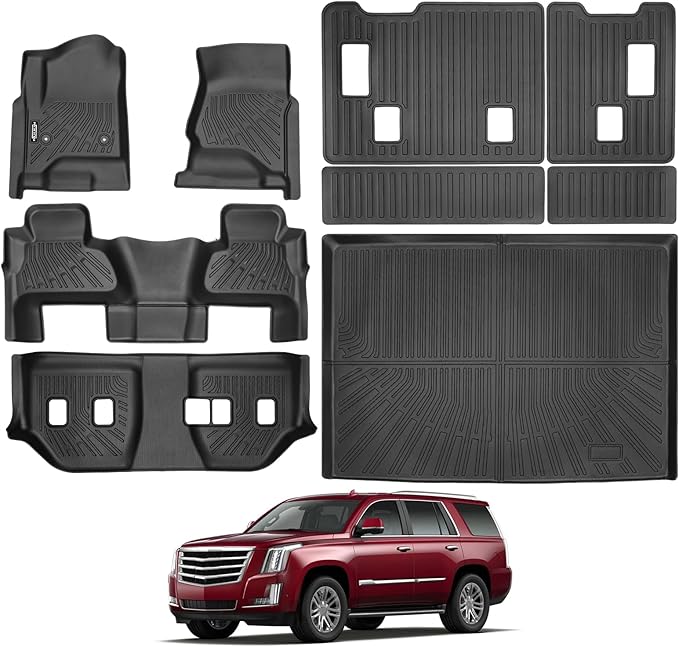 Floor Mats Fit for 2015-2020 Chevrolet Suburban/GMC Yukon XL 8 Seats Bench Seats Floor Mats & Trunk Mat & Backrest Mats Replacement All Weather for Chevrolet Suburban Floor Liner Accessories