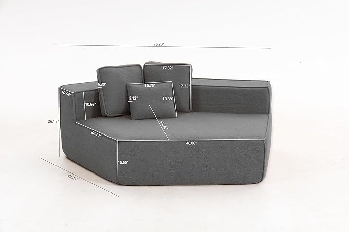 KEIKI 75.2" Teddy Fleece Single Sofa Chair – Compressed Oversized Floor Couch with Soft Fleece Fabric & Plush Cushioning, Chill Seat for Movie Nights, Relax Zones & Weekend Lounging