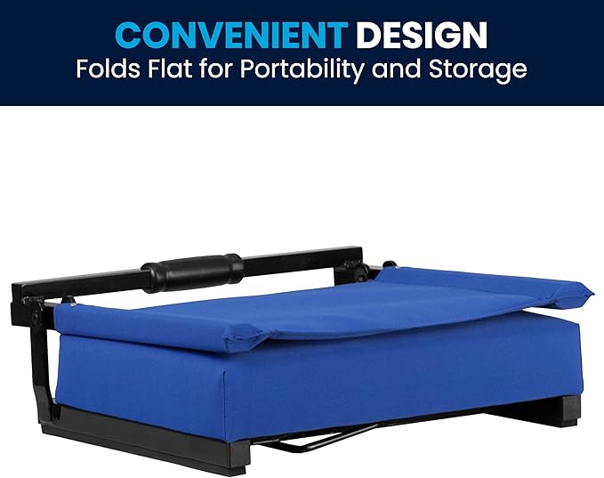 Flash Furniture Grandstand Portable Stadium Seat for Bleachers or Benches, Folding Padded Stadium Chair with Carrying Handle, 500 lb. Weight Capacity, Blue
