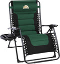 Colegence Oversized Padded Zero Gravity Lounge Chair, Foldable Patio Anti Gravity Reclining Chairs Folding Lawn Recliner with Cup Holder for Yard, Camping, Outdoor, Support 350 LBS, Green