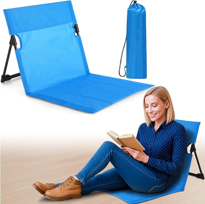 Jetec Foldable Floor Backrest Chair Portable Camping Chair with Storage Bag Light Weight Lazy Seat for Indoor Outdoor Bed Ground Park Lawn Concerts Beach Hiking