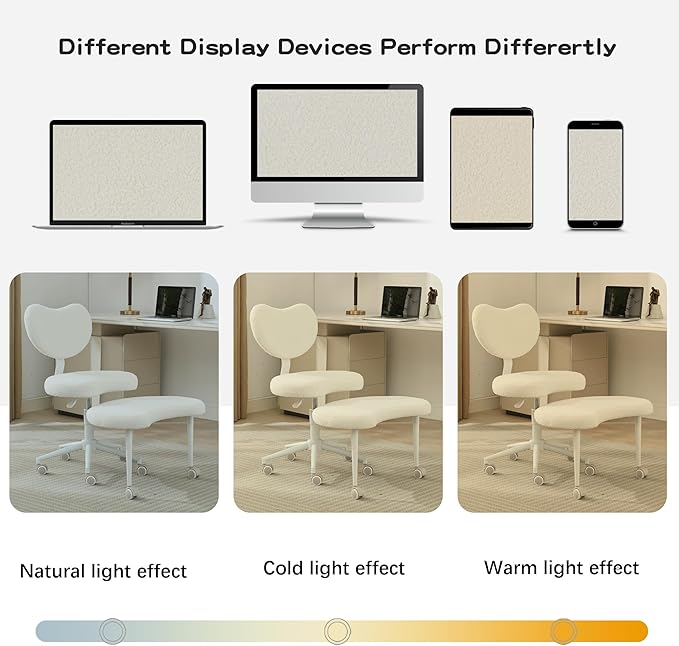 Meditation Chair with Lumbar Support,360° Swivel Cross Legged Chair with Wheels, Ergonomic Cross Legged Office Chair for Adults with ADHD, Height-Adjustable Yoga Chair, Teddy Fabric, Ivory