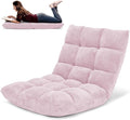 COSTWAY Floor Chair, Video Gaming Chairs with Back Support, Adjustable 14-Position, Alloy Steel Frame, Soft Coral Fleece, Lazy Sofa Lounge for Reading Living Room Recliner for Adults Kids (Light Pink)