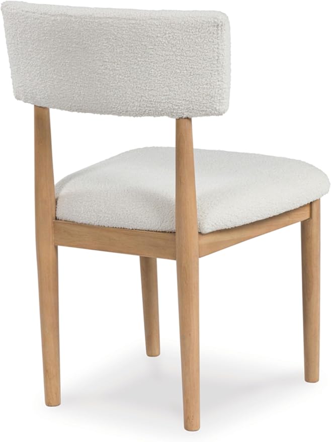 Signature Design by Ashley Sawdyn Solid Wood Frame Dining Chair, Set of 2, White/Light Brown