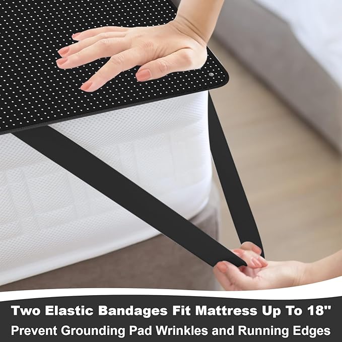 Grounding Mat for Bed,54 * 78 in Anti-SLP Pad PU Leather,Grounding Mat King Size with Grounding Tester Pen,Grounding Mattress Pad