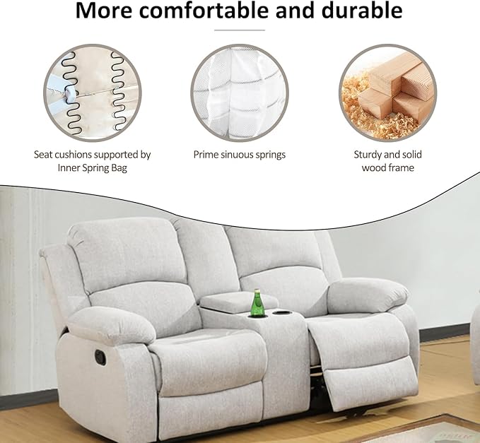 AYCP Microfiber Living Room Furniture Set Reclining Sofa Set Loveseat Furniture Sets in Living Room Sofa Recliners (Loveseat, Grey)