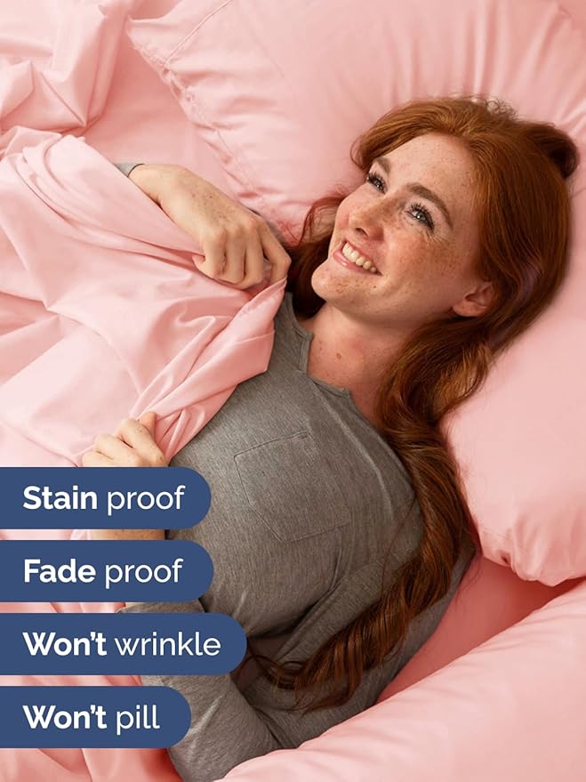 Extra Deep Pocket King Sheets - 4 Piece Breathable & Cooling Bed Sheets - Hotel Luxury Bed Sheet Set - Soft, Wrinkle Free & Comfy - Easily Fits Extra Deep Mattresses - Deep Pocket Baby Pink Sheets Set