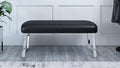ZURI Modern Sandra Black Leatherette Bench with Polished Stainless Steel Base