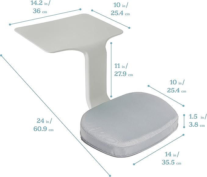 ECR4Kids The Surf Portable Lap Desk with Cushion, Flexible Seating, Light Grey