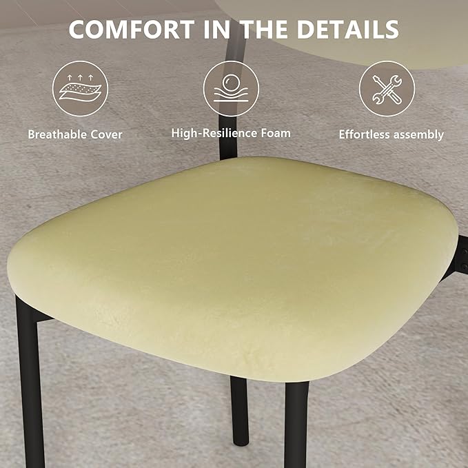 Einhomn Upholstered Dining Chairs Set of 4, Stackable Modern Dining Room Chairs, Kitchen Chairs w/Soft Velvet Backrest & Sturdy Metal Legs for Restaurant, Living Room, Light Green