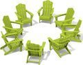 KINGYES Folding Adirondack Chair Set of 8, HDPE All-Weather Folding Adirondack Chair, Apple